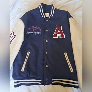 Aeropostale Navy and Cream Varsity Jacket NWOT